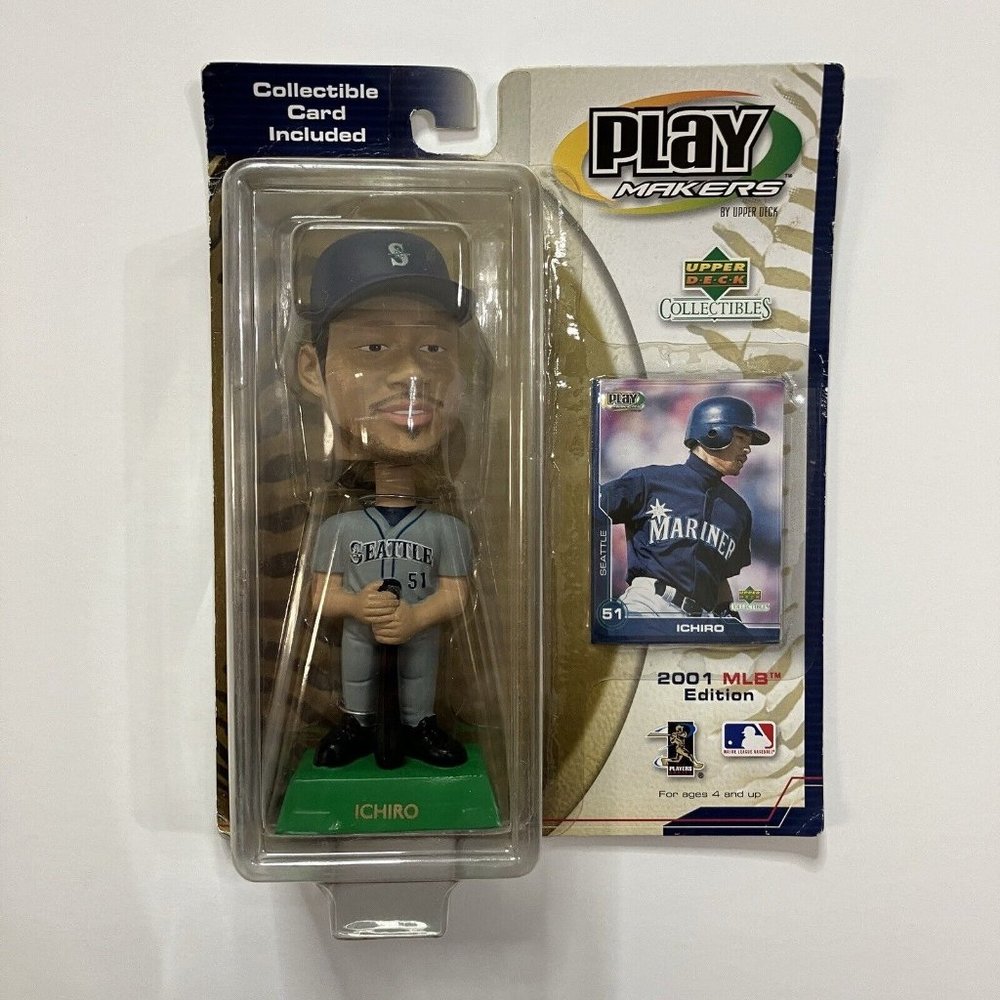 2001 Ichiro Suzuki Seattle Mariners Play Makers Bobble Head by Upper Deck NIB